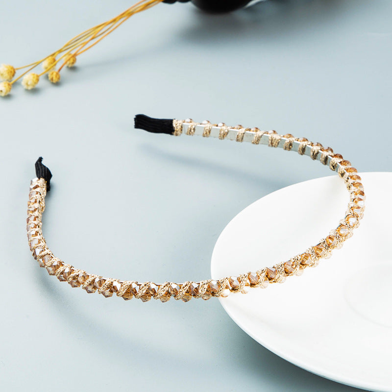 Winding String Crystal Thin Edge Headband Female Fashion Super Flash Party Hair Pressing Shampoo Headwear - V.I.P Digital Presence