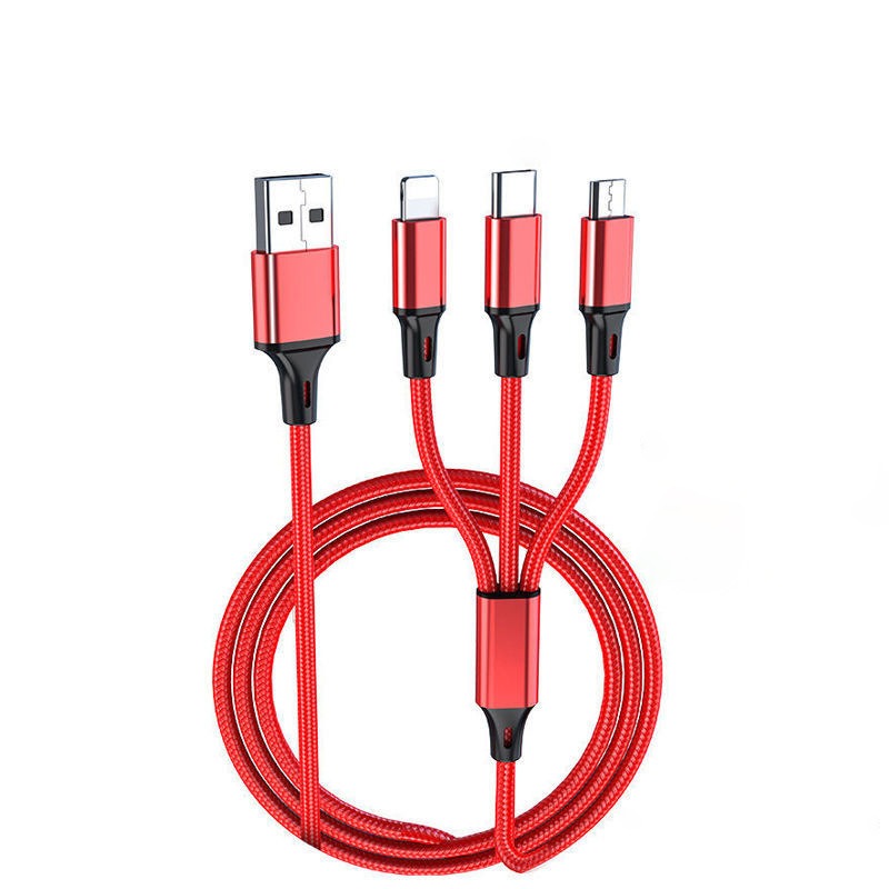 3-in-1 mobile phone fast charging 1-to-3 fast 3-head 3-wire charging data cable - V.I.P Digital Presence