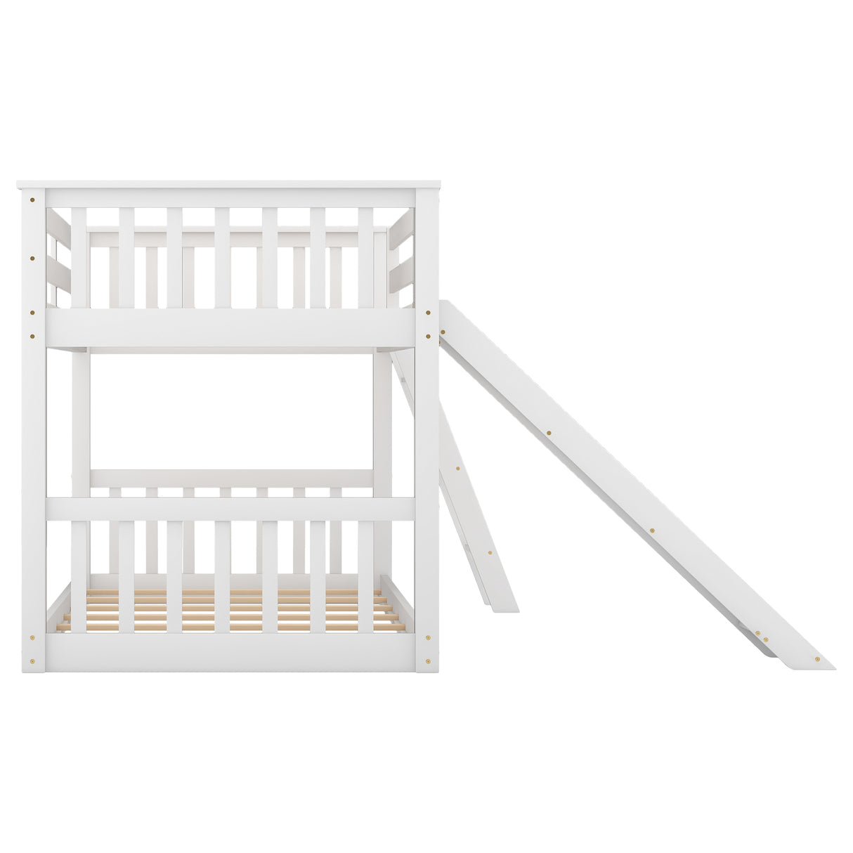 Twin over Twin Bunk Bed with Convertible Slide and Ladder White