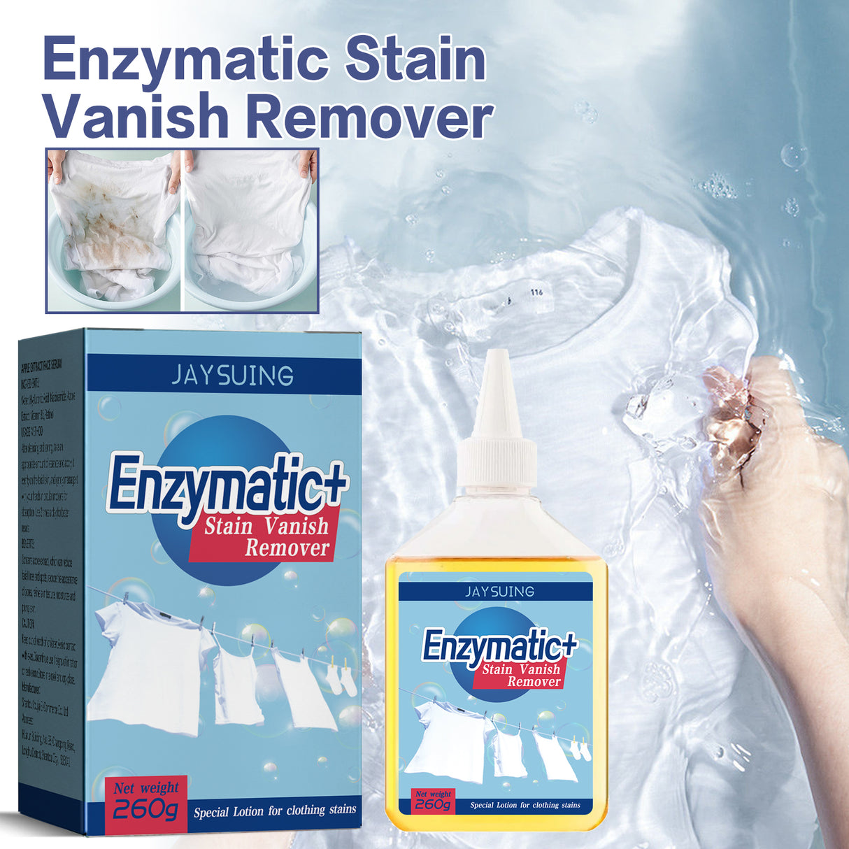 Enzyme Cleaner, Removes Stubborn Dirt Stains Yellow Mold Spot Perspiration Stains Multi-purpose Laundry Cleaner - V.I.P Digital Presence
