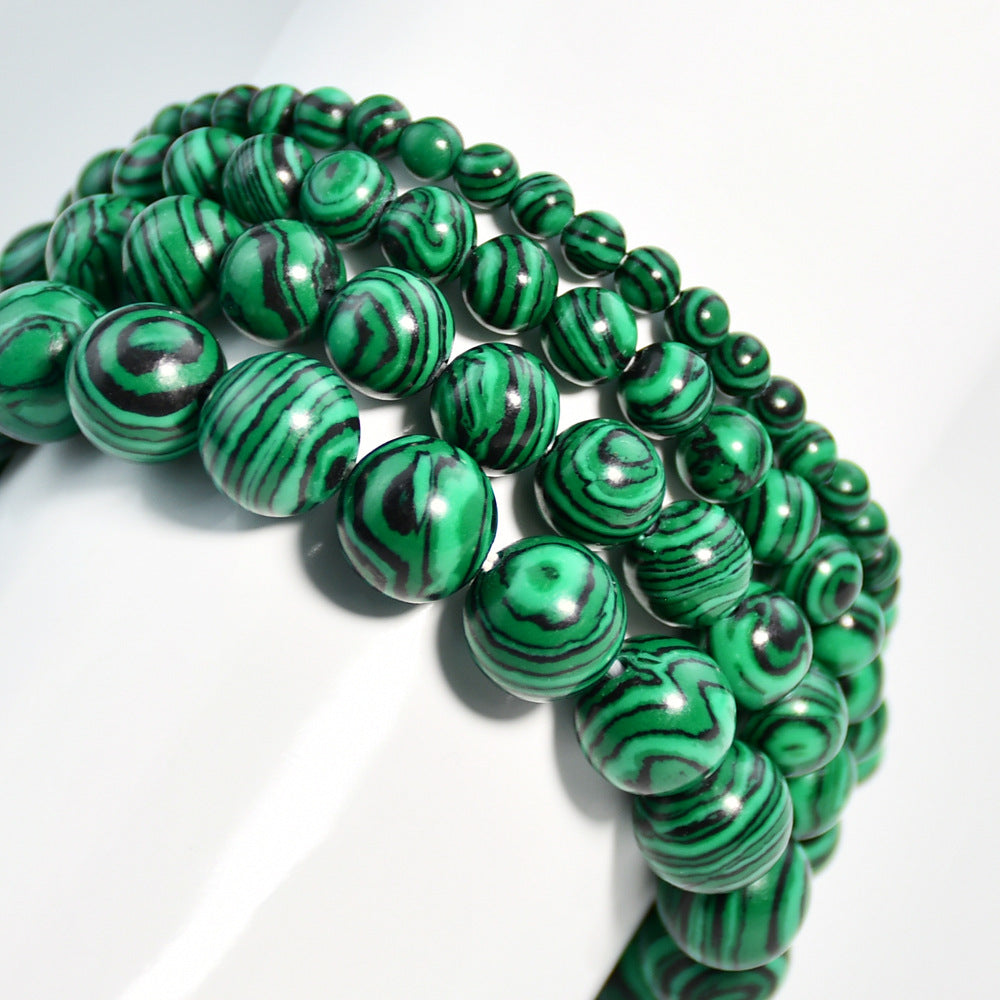 Vintage malachite beaded bracelet stacking style green bracelet men and women elastic jewelry - V.I.P Digital Presence