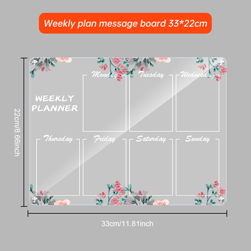 Acrylic message board magnetic refrigerator sticker household erasable calendar transparent note display board - V.I.P Digital Presence