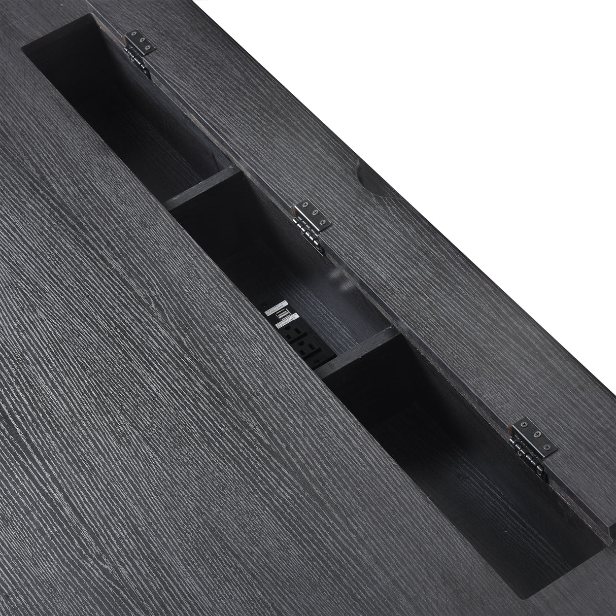 70 inch classic and traditional executive desk with metal trim, writing desk with 2 file drawers, USB ports, and sockets, black - V.I.P Digital Presence