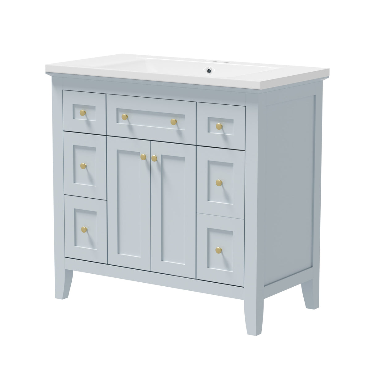 36 inch bathroom vanity with resin sink combination set with 6 drawers and 2 cabinets, storage cabinet vanity set, light blue - V.I.P Digital Presence