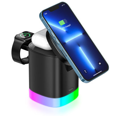 3 In 1 Magnetic Wireless Fast Charger For Smart Phone RGB Ambient Light Charging Station For Airpods IWatch - V.I.P Digital Presence