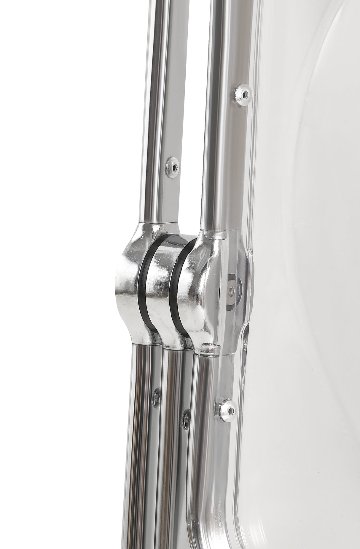 Transparent chair, stackable folding chair, PC plastic living room chair, chrome frame foldable acrylic chair, O-Clear - V.I.P Digital Presence