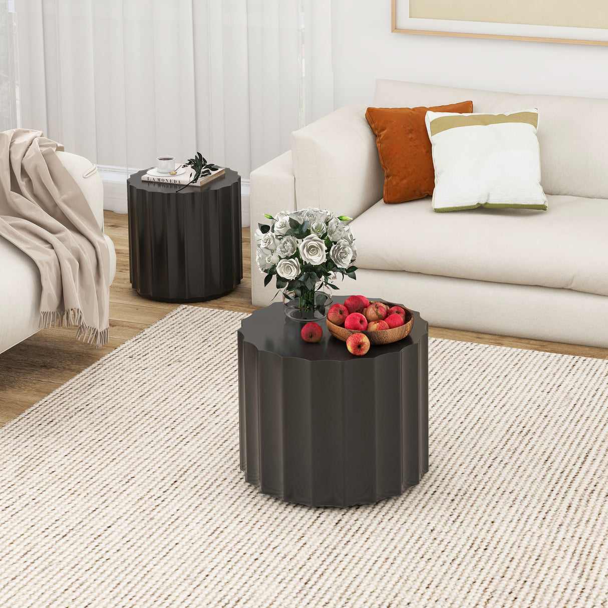 Coffee Table Set of 2, Round Coffee Table ,Nesting Coffet Table,End table,Circle Sidetable for Living room ,Bedroom - V.I.P Digital Presence