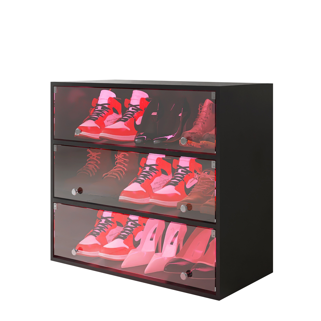 LED light shoe box three layers with glass doors - V.I.P Digital Presence
