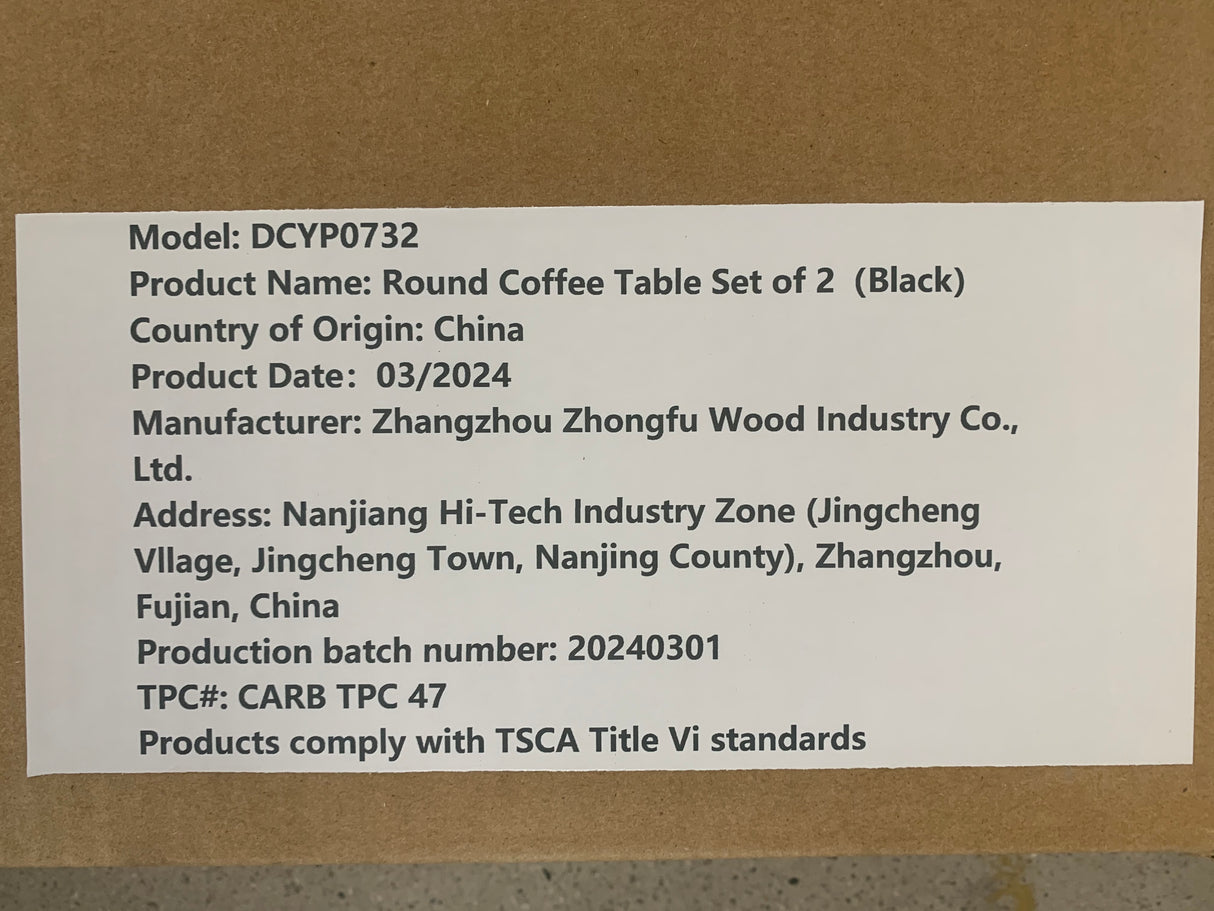 A set of nested coffee tables, 27.6-inch round coffee table, wooden marble patterned tabletop, sturdy metal frame (black) - V.I.P Digital Presence