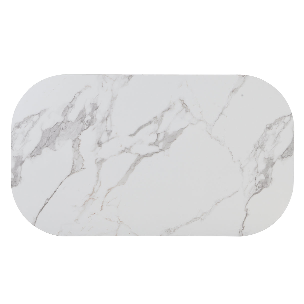 TOPMAX Modern 7-Piece Dining Table Set with Faux Marble Compact 55Inch Kitchen Table Set for 6 Golden+White