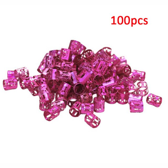 100 Pcs/set 7 Colors Mixed Beads Adjustable Hair Braids Dreadlock Beads Adjustable Hair Braid Rings Cuff Clips Tubes Jewelry - V.I.P Digital Presence
