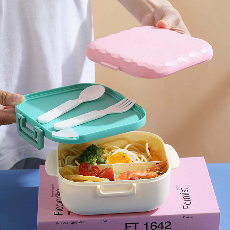 Microwaveable portable fresh-keeping lunch box with compartments and cutlery - V.I.P Digital Presence