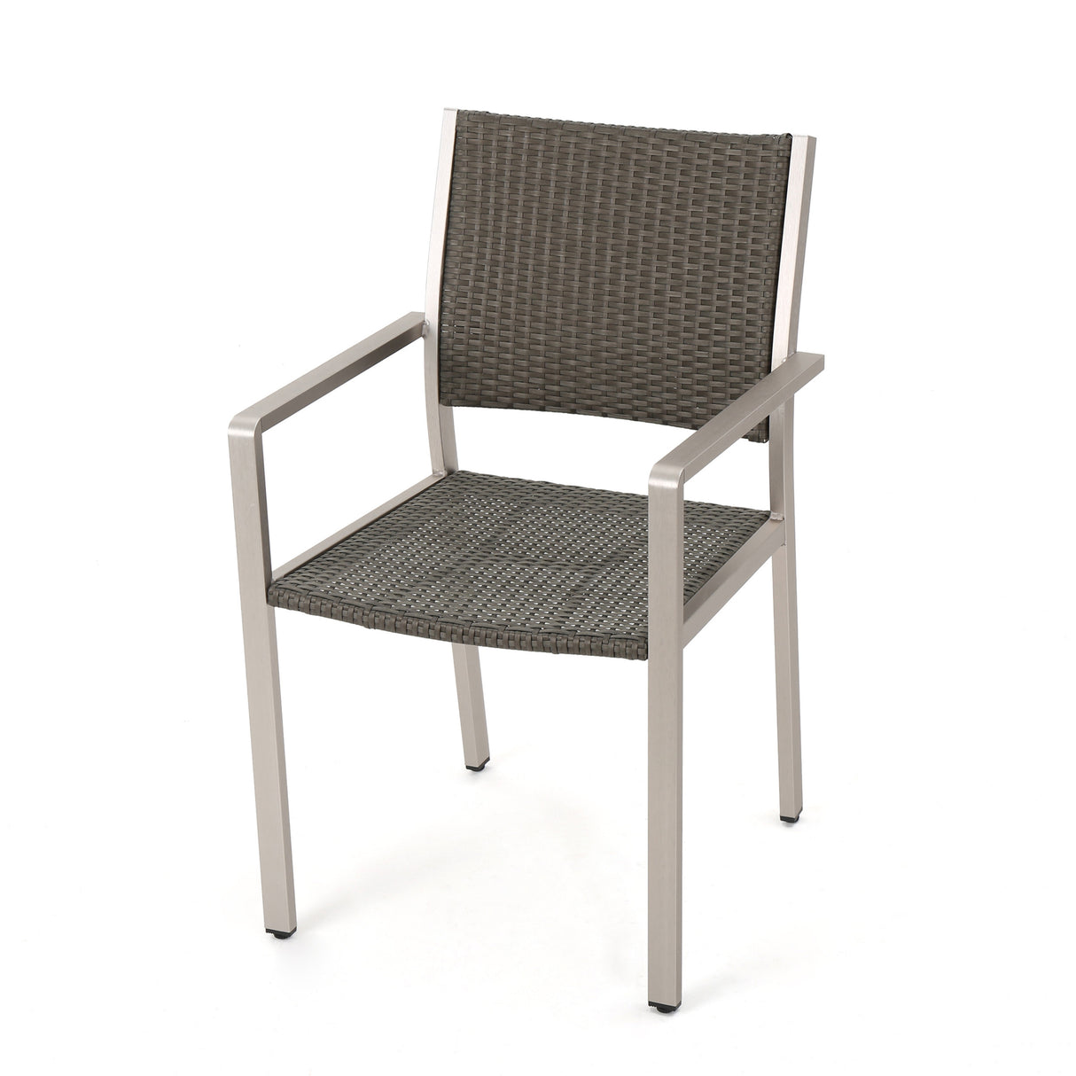 Cape Coral Outdoor Wicker Dining Chairs with Aluminum Frames, 2-Pcs Set, Grey - V.I.P Digital Presence