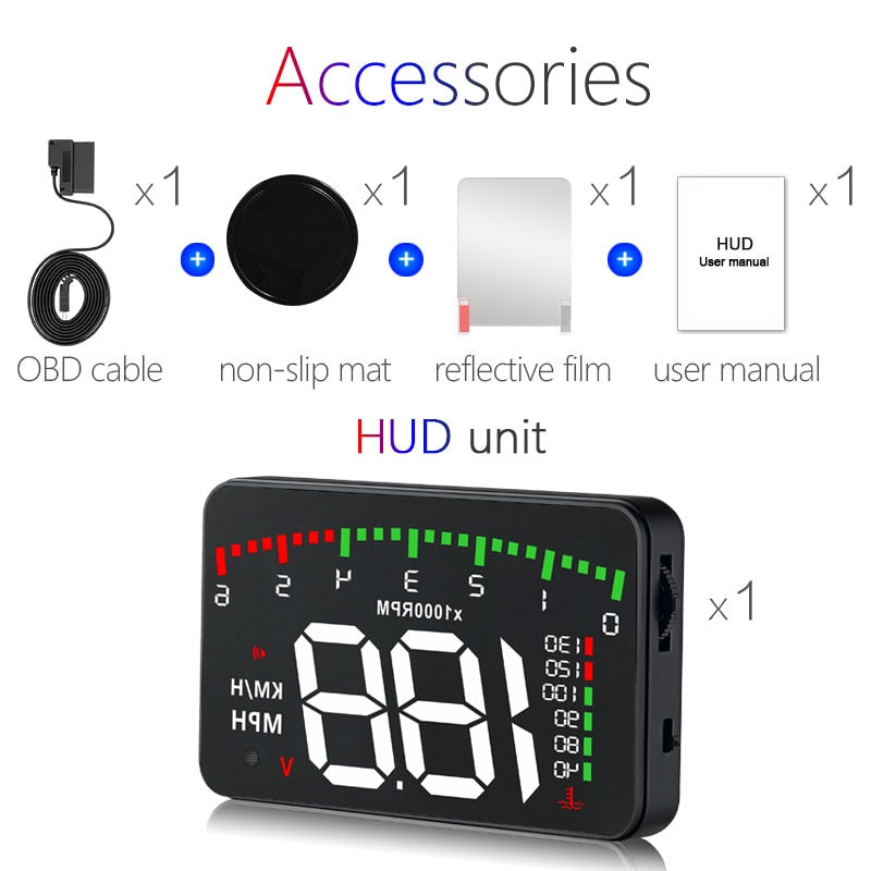 3.5 A900 HUD Head-Up Display Car-styling Hud Display Overspeed Warning Windshield Projector Alarm System Universal Auto - V.I.P Digital Presence