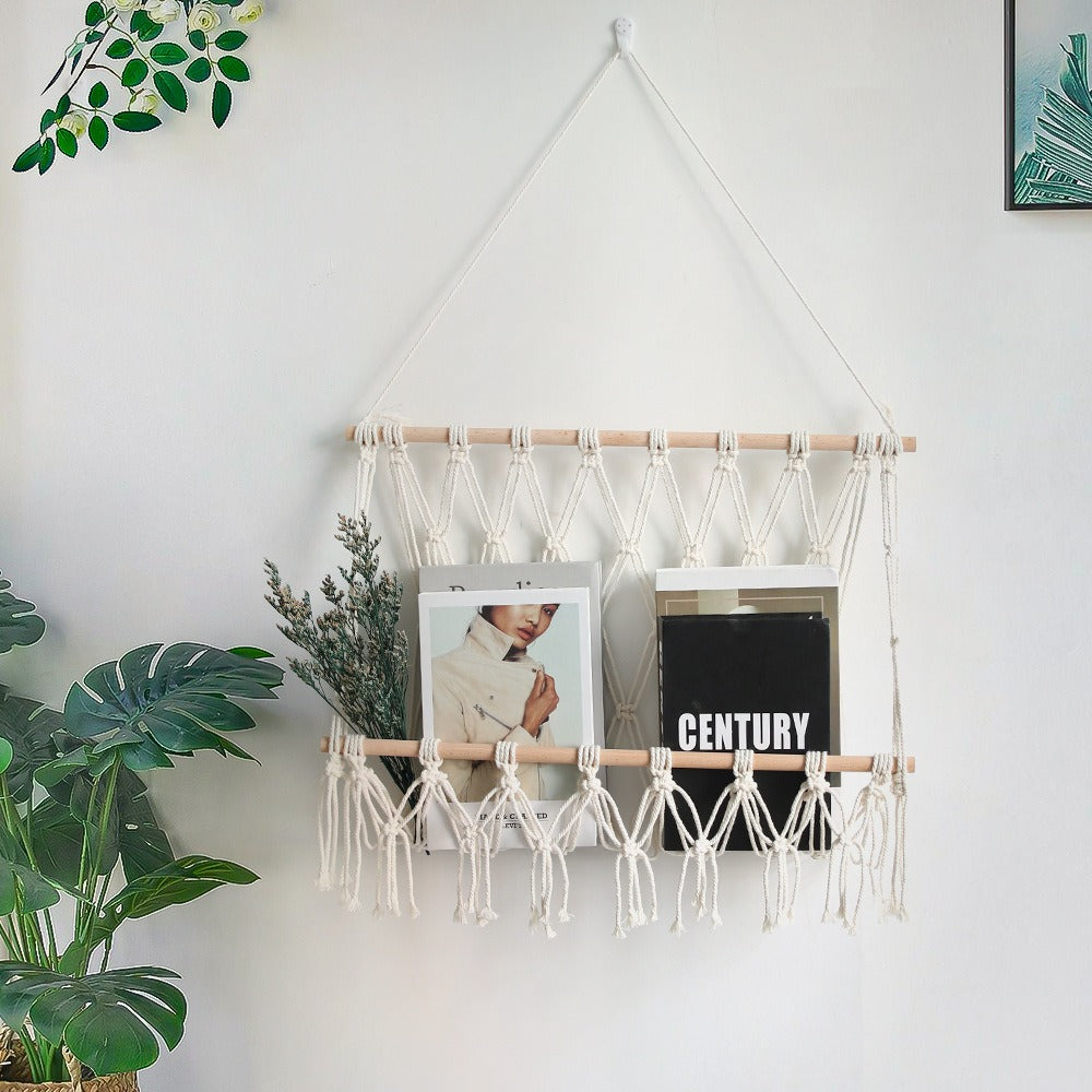 Creative wall decoration cotton rope woven mesh bag toy hammock storage tapestry - V.I.P Digital Presence