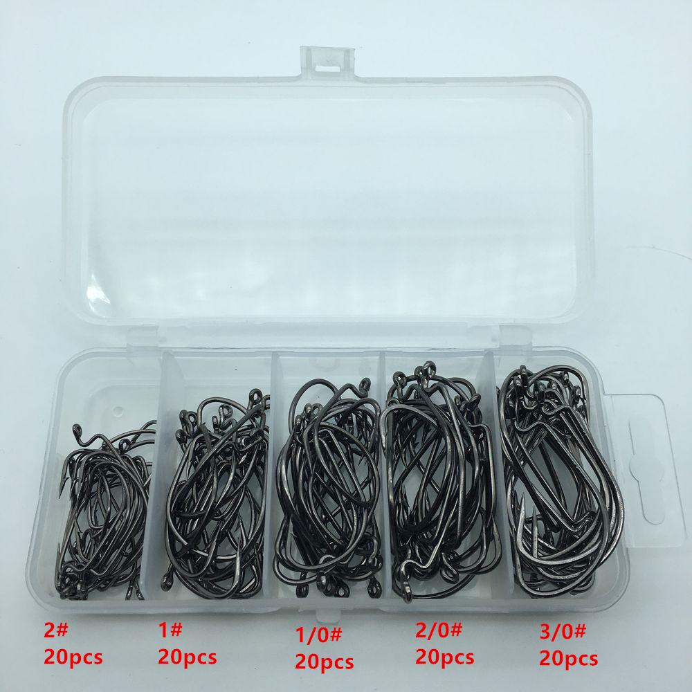 Rompin 100pcs/box High carbon Steel Fishing Hooks Crank Lead Sharp worm 2# 1# 1/0# 2/0# 3/0# mix size - V.I.P Digital Presence