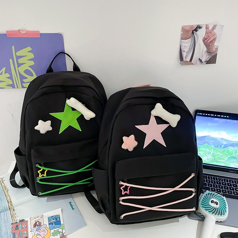 Japanese cute girl bag Niche self made fiv pointed star backpack ins college student schoolbag female high school backpack - V.I.P Digital Presence
