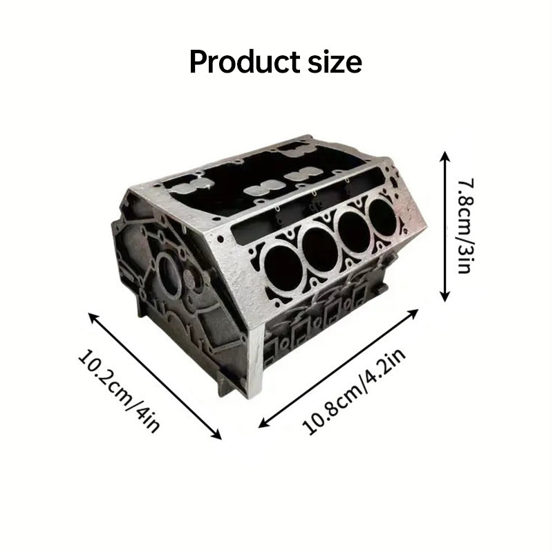 Engine Block Desk Organizer: Modern art for desktop/bookshelf. Holds business cards, a creative office accessory. - V.I.P Digital Presence