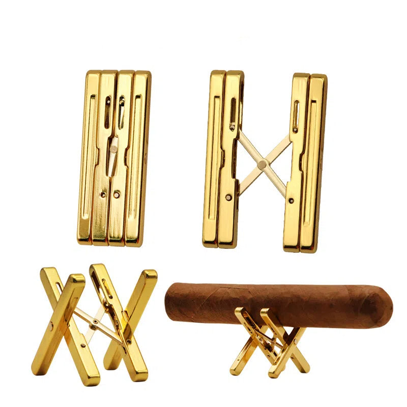 Cigar shelf pure copper gold-plated folding shelf portable cigarette holder simple - V.I.P Digital Presence