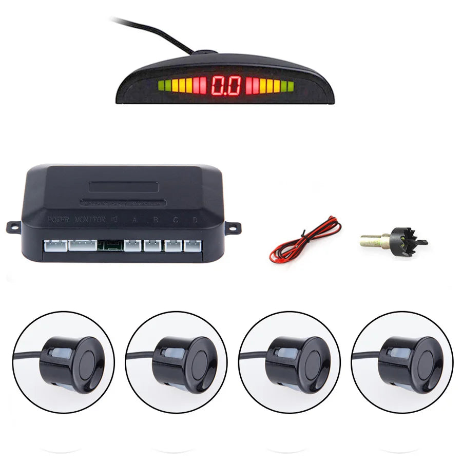 Car Auto Parktronic LED Parking Sensor With 4 Sensors Reverse Backup Car Parking Radar Monitor Detector System Backlight Display - V.I.P Digital Presence