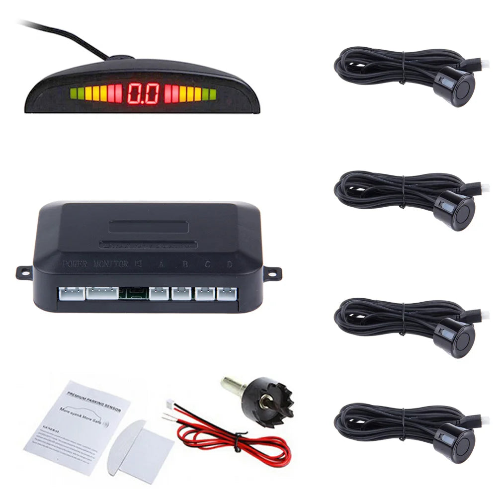 Car Auto Parktronic LED Parking Sensor With 4 Sensors Reverse Backup Car Parking Radar Monitor Detector System Backlight Display - V.I.P Digital Presence