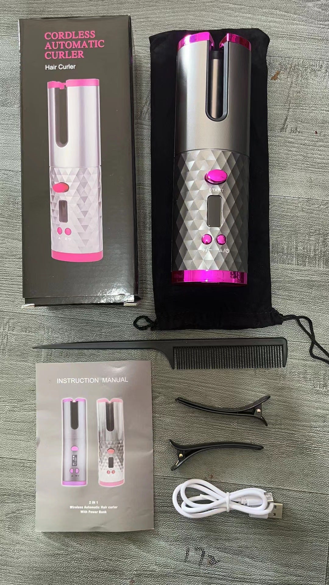 New Portable USB Charging Models Automatic Curling Iron Intelligent LCD Home Mini Lazy Hair Curler - V.I.P Digital Presence