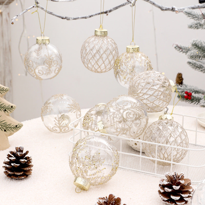 Christmas decorations 8cm/9PCS transparent PET painted Christmas ball gift box set Christmas tree pendant - V.I.P Digital Presence