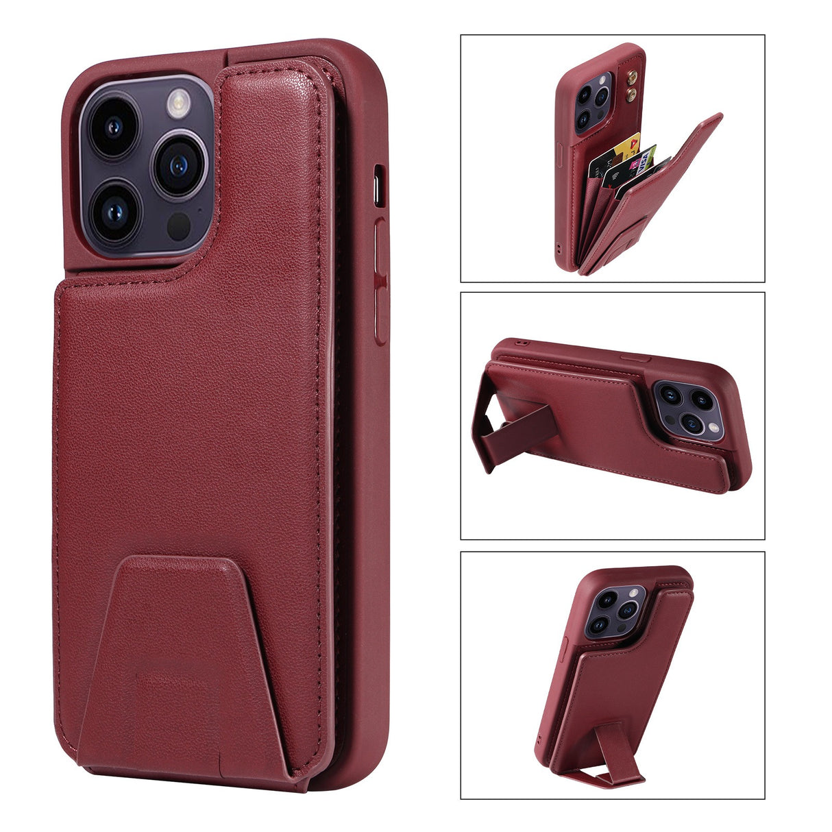 Suitable for Apple 15 phone case 13promax stand phone case adhesive leather anti drop 12 accordion card insertion phone case - V.I.P Digital Presence