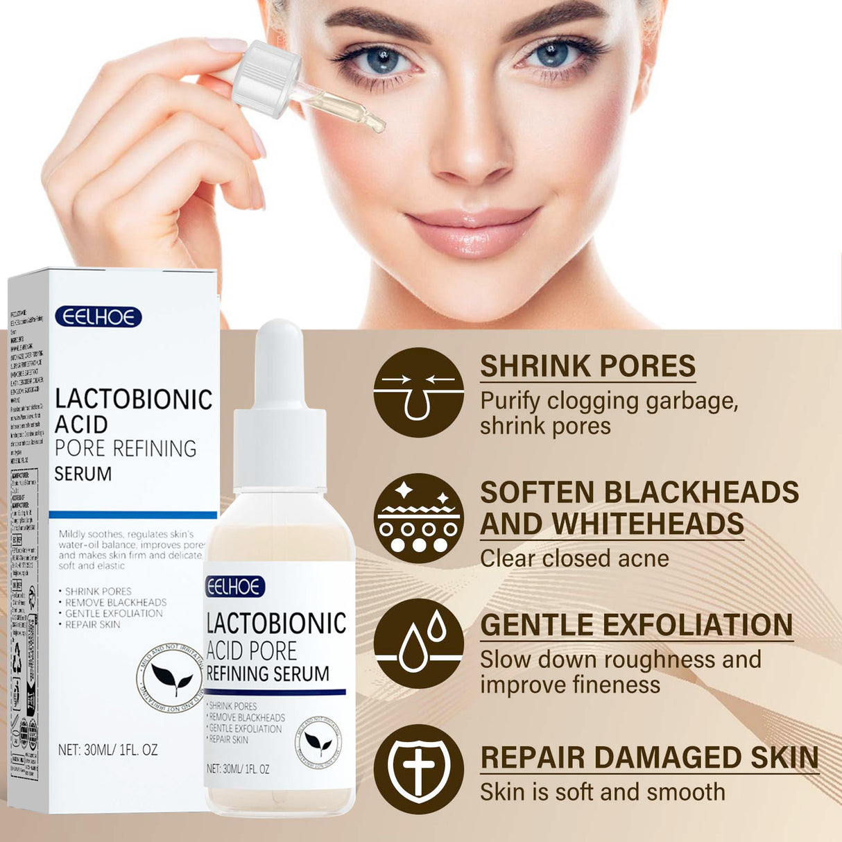 Lactosyl Acid Pore Narrowing Essence Skin Elastic Delicate Cleansing Blackhead Skin Care Essence - V.I.P Digital Presence