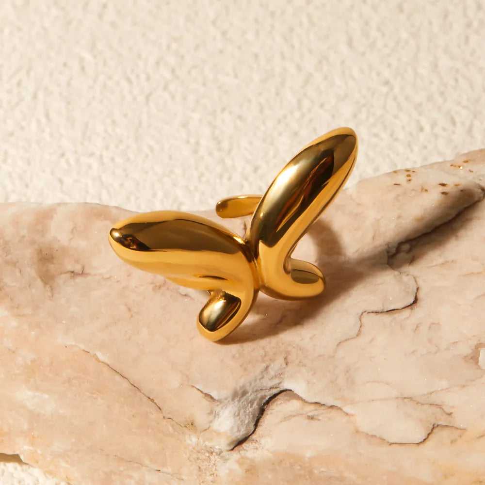 18K Gold-Plated Stainless Steel Butterfly Ring - V.I.P Digital Presence