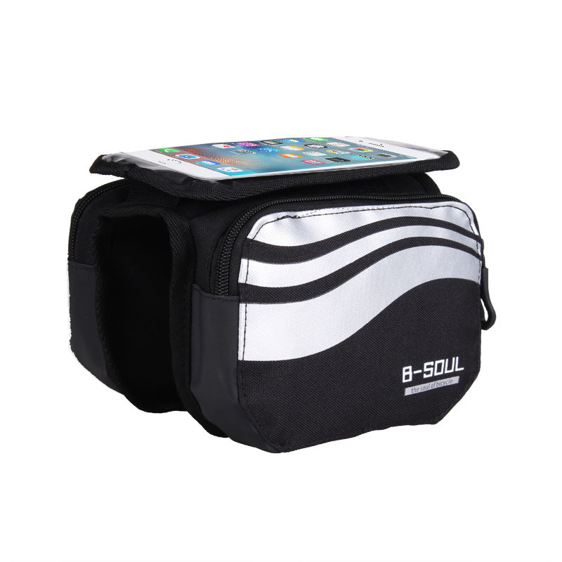B-SOUL Bicycle Mountain Bike Upper Tube Bag Saddle Bag Road Car Front Bag Increase Touch Screen Mobile Phone Bag 5.7 Inches
