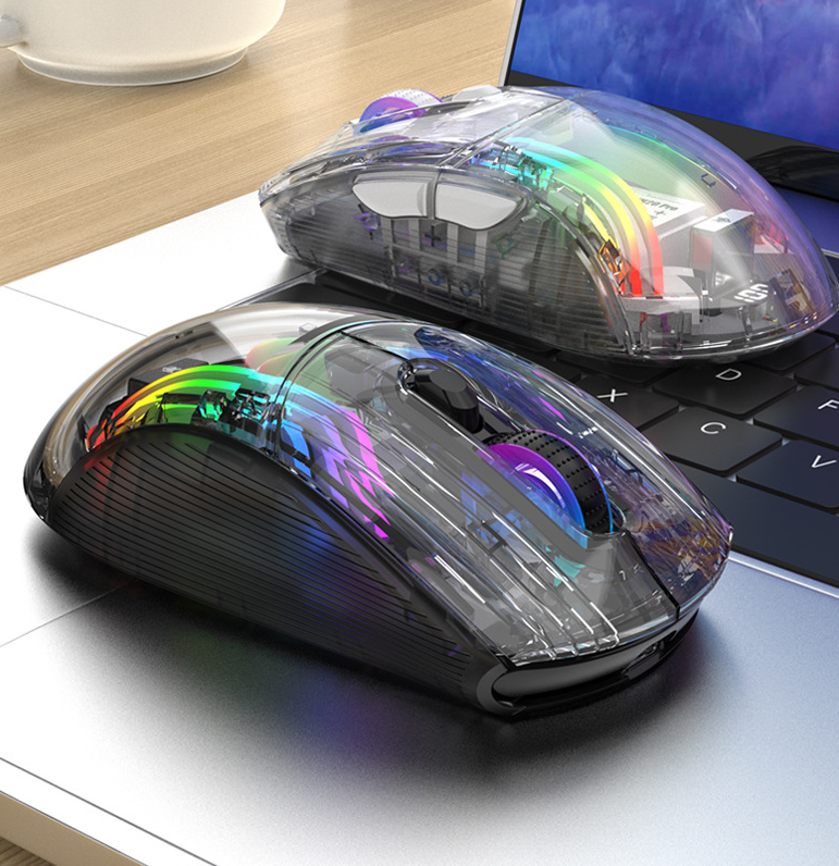 Luminous wireless Bluetooth the third mock examination transparent game mouse with screen charger - V.I.P Digital Presence