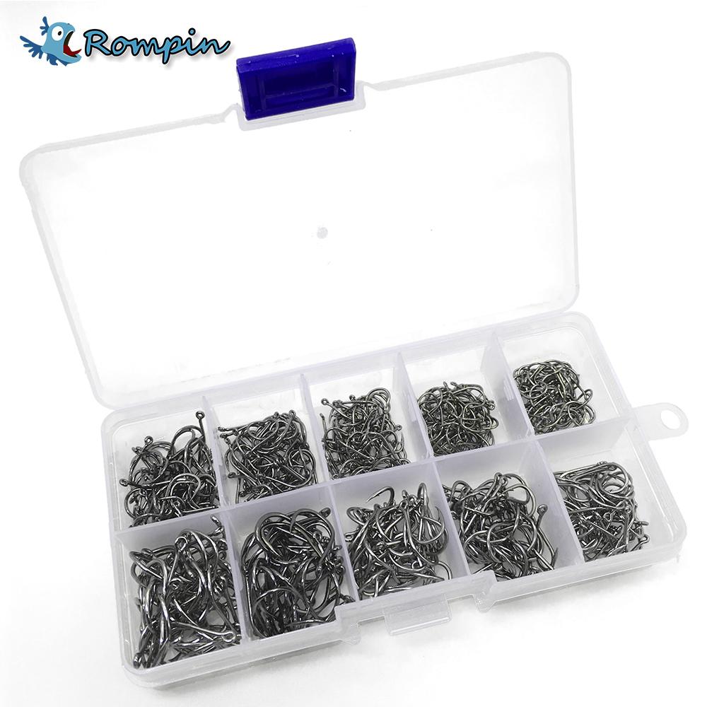 Rompin 500pcs/set mixed size #3~12 high carbon steel carp fishing hooks pack with hole with Retail Original box Jigging Bait - V.I.P Digital Presence
