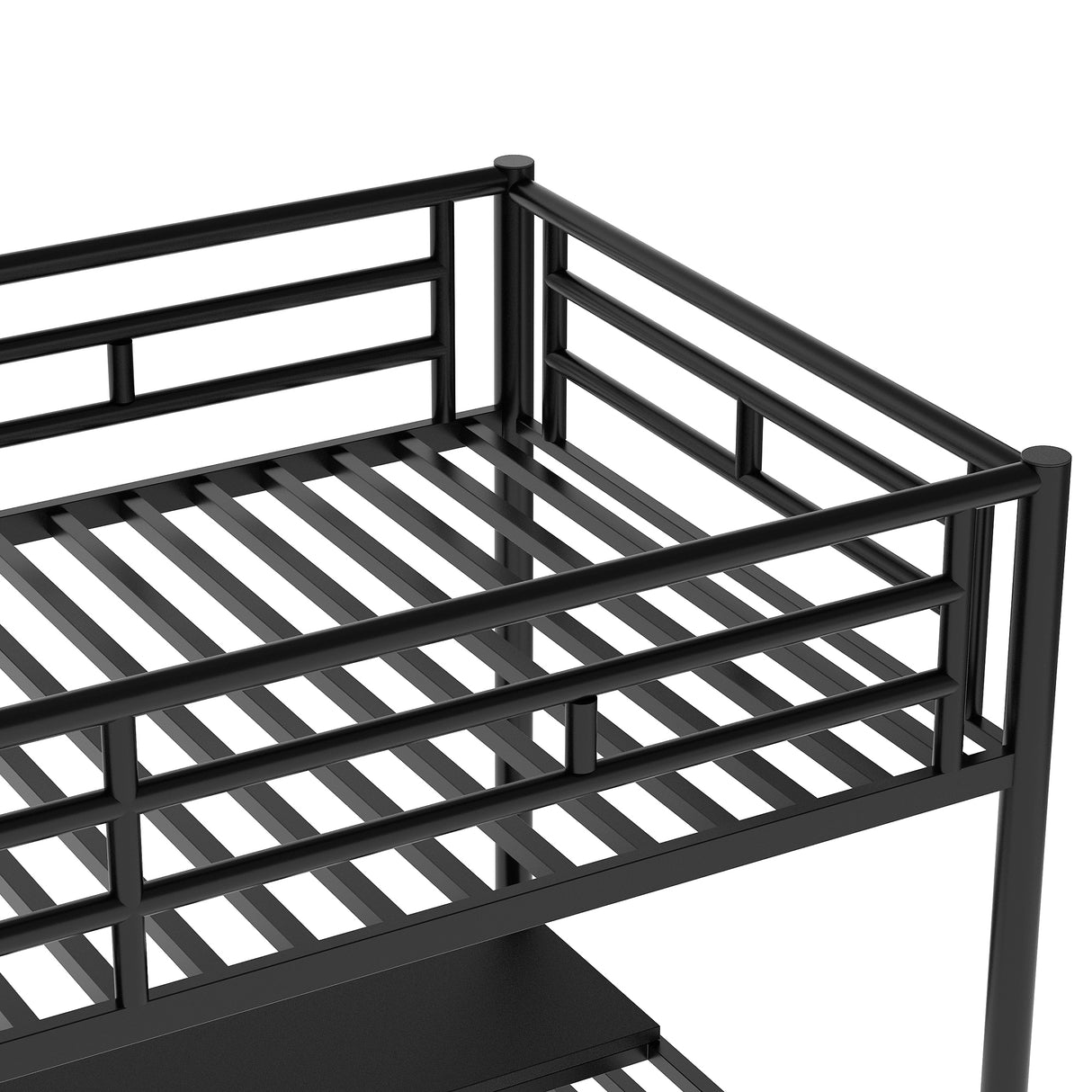 Metal Loft Bed Frame with Desk No Box Spring Needed Twin Black