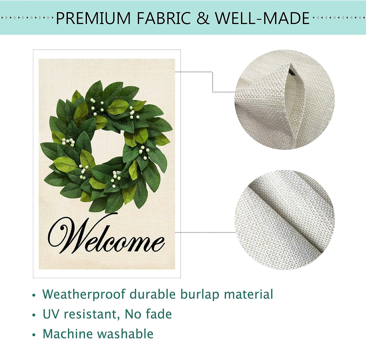 Spring Summer Welcome Wreath Garden Flag Magnolia Leaves Small Yard Flag Vertical Double Sided Burlap Farmhouse Seasonal - V.I.P Digital Presence