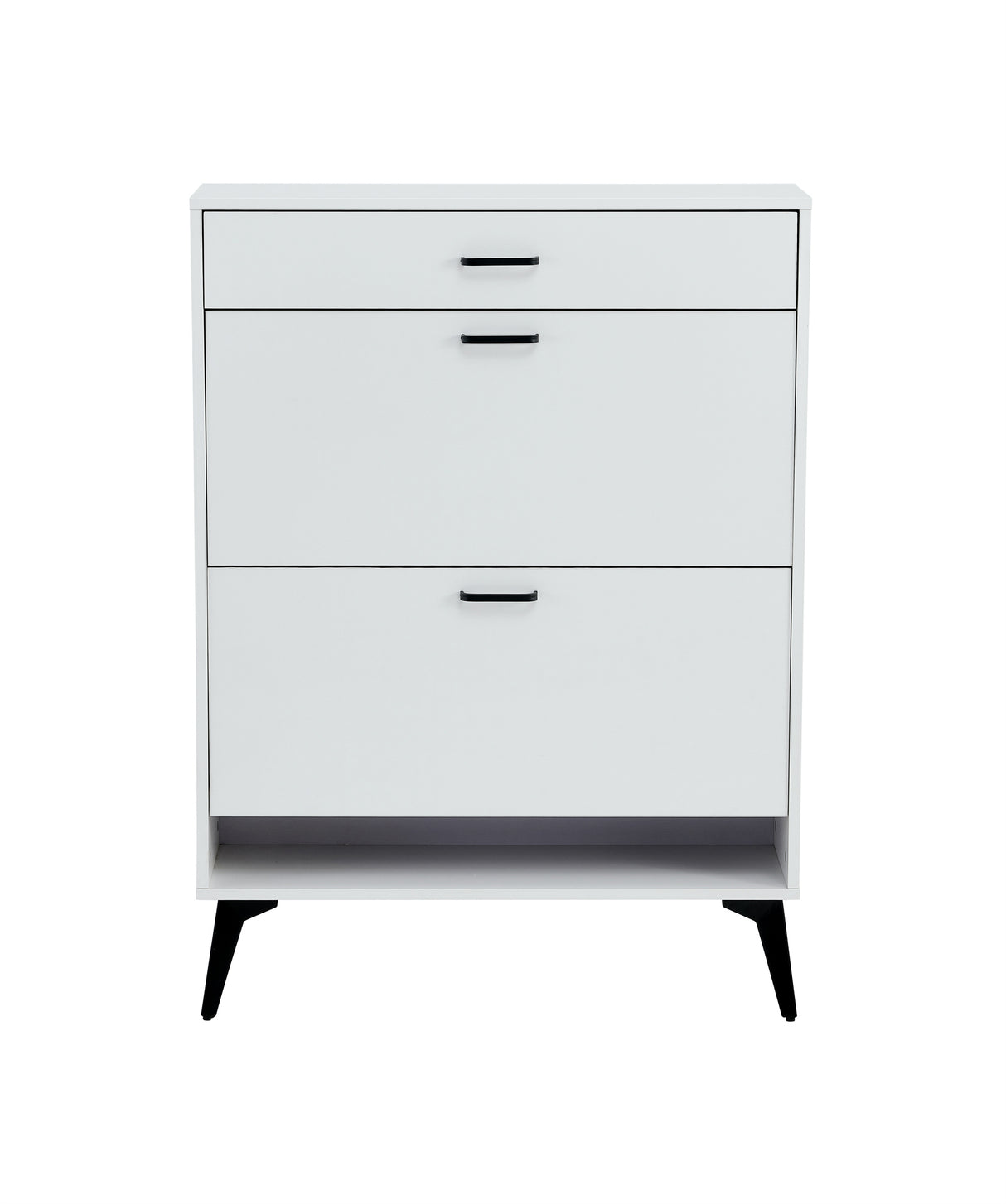 Shoe Cabinet , Shoe storage shelves, metal leg, White - V.I.P Digital Presence