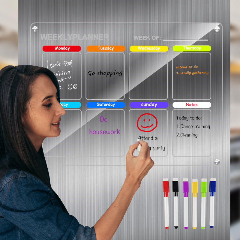 Acrylic message board magnetic refrigerator sticker household erasable calendar transparent note display board - V.I.P Digital Presence