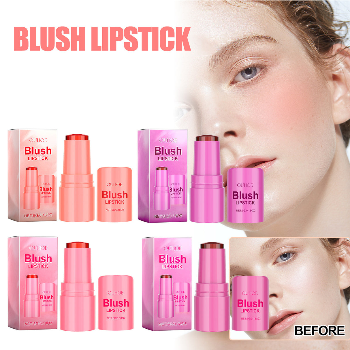 Blush Lipstick, Natural Nude Light Long-Lasting Easy Color Blush Lip Gloss Stick - V.I.P Digital Presence