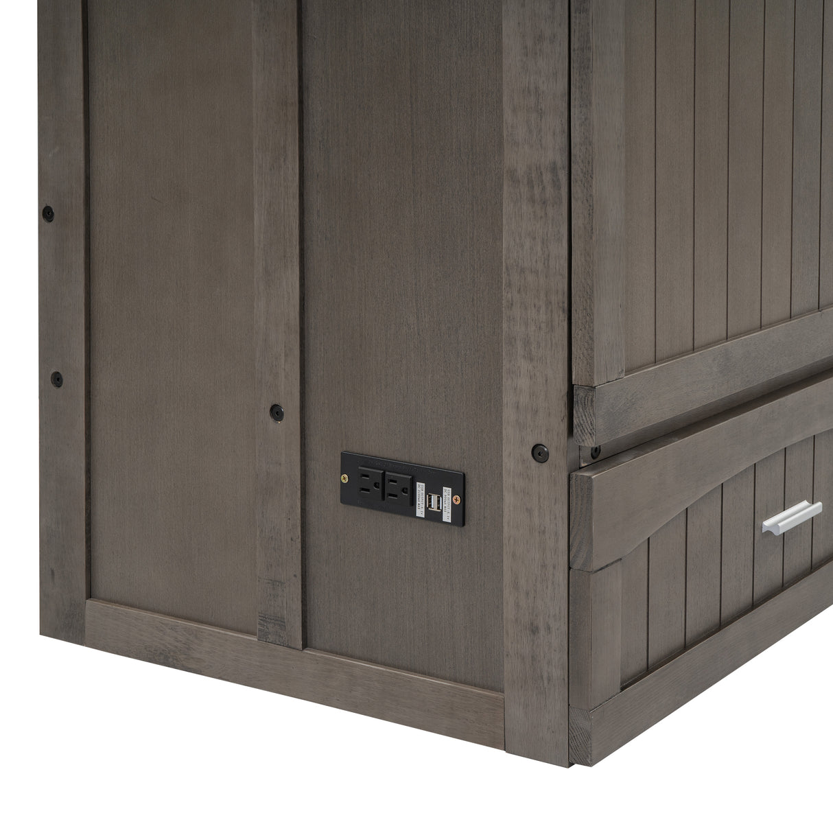 Queen Size Murphy Bed with Built-In Charging Station Antique Grey