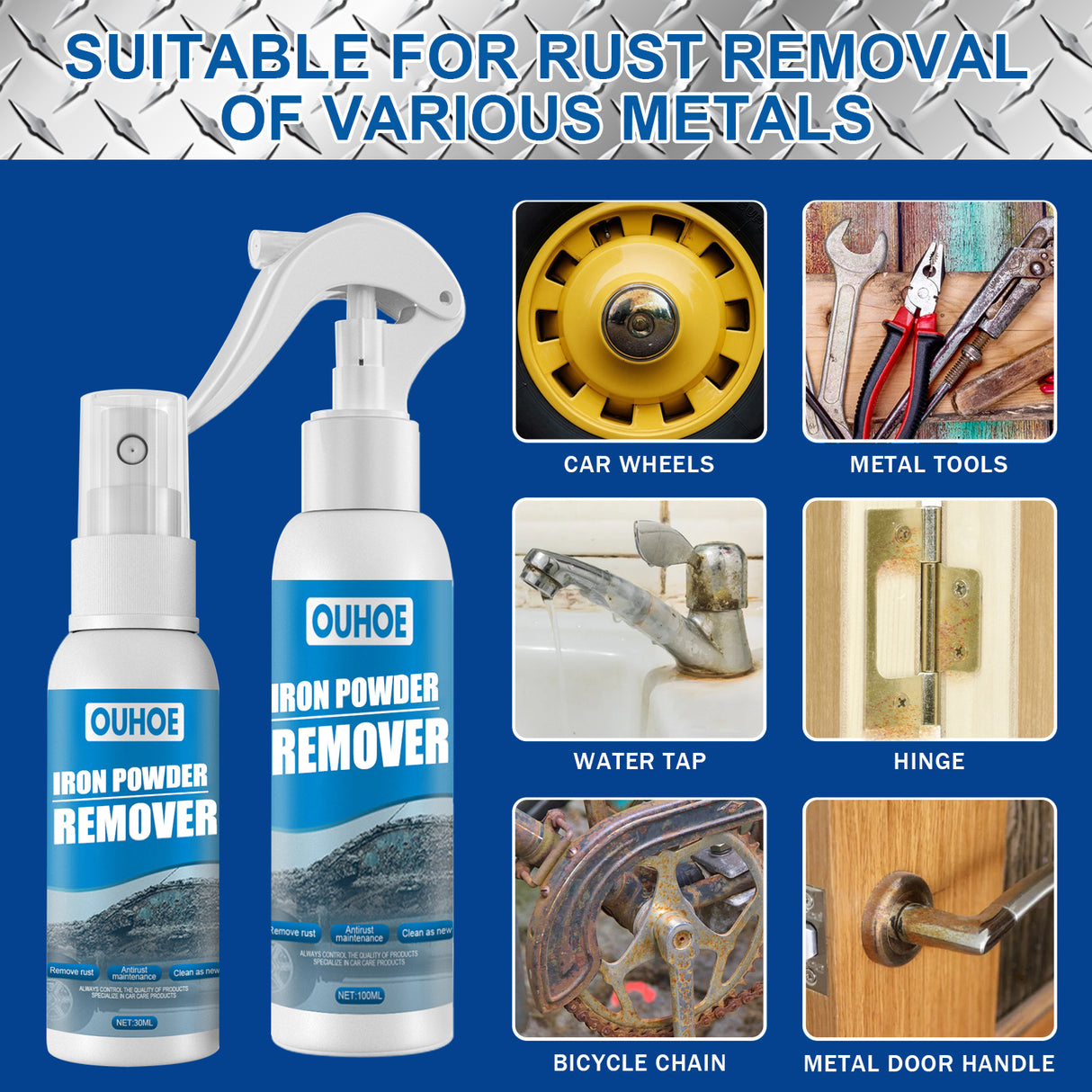 Auto Iron Powder Rust Remover Spray Rust Remover Auto Products Stain Remover Rust Remover Cleaning Products - V.I.P Digital Presence