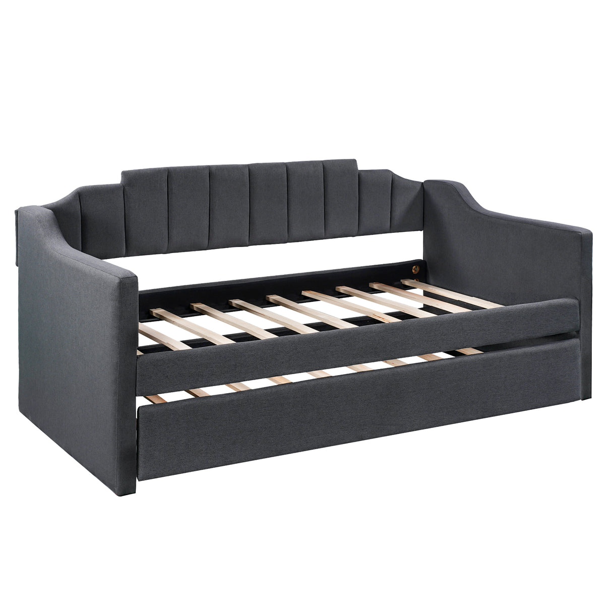 Upholstered Twin Daybed with Trundle Black