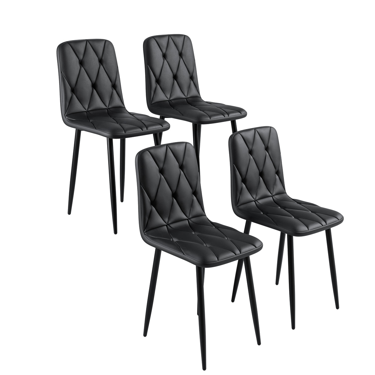 Dining Chairs Set of 4, Modern Kitchen Dining Room Chairs, PU Dining Chair Upholstered Cushion Seat and Sturdy Metal Legs - V.I.P Digital Presence