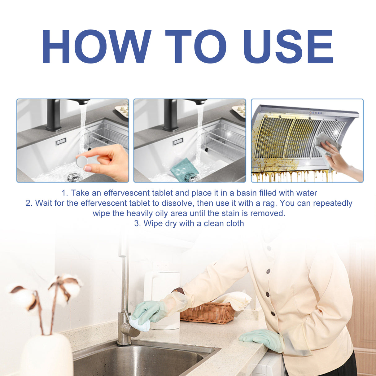 Kitchen Cleaning Effervescent Tablet Cooktop Tile Bathroom Kitchen Heavy Oil Dirt Stain Cleaning Effervescent Tablet - V.I.P Digital Presence