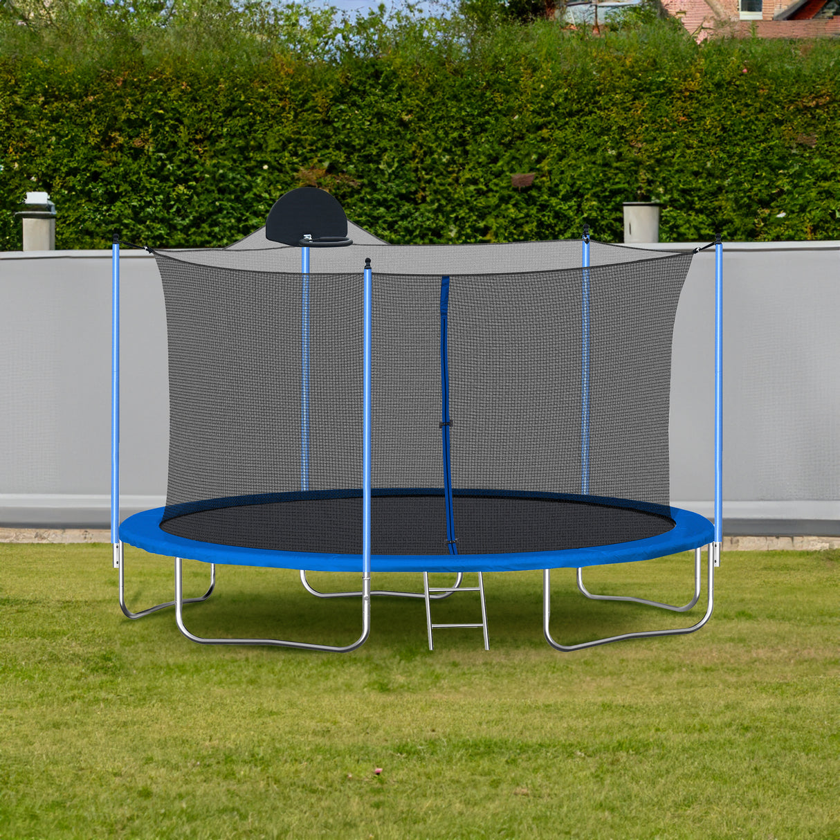12FT Trampoline for Adults & Kids with Basketball Hoop, Outdoor Trampolines w/Ladder and Safety Enclosure Net for Kids and adult - V.I.P Digital Presence