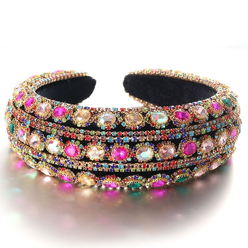 Heavy craftsmanship Baroque crystal headband with retro glass inlaid diamond hair accessories - V.I.P Digital Presence