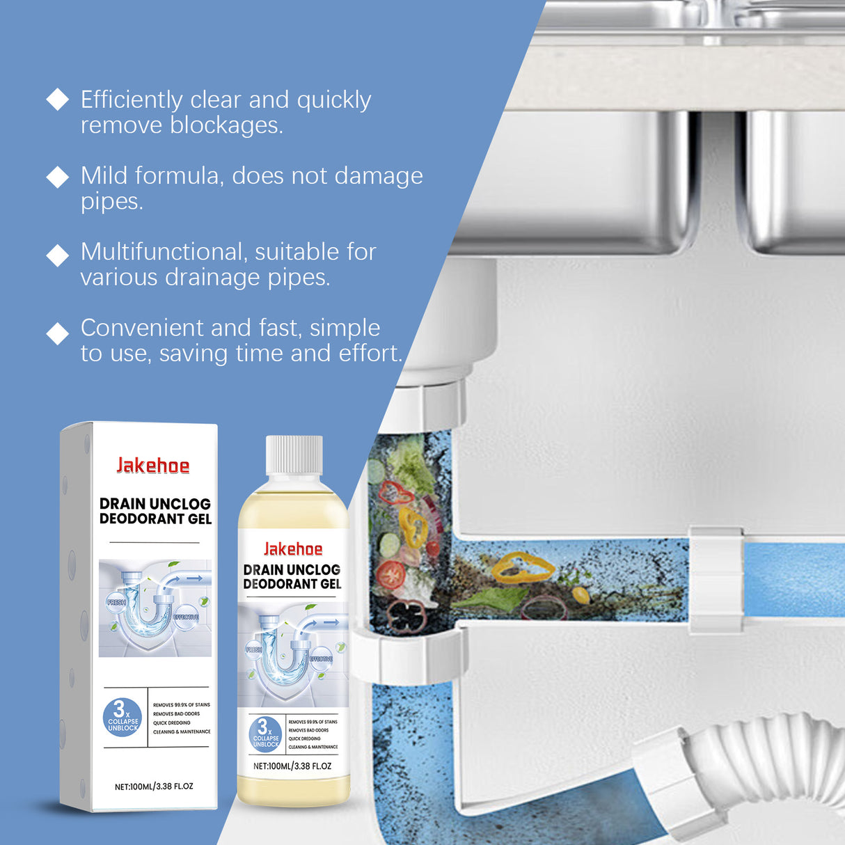 Pipe Unclog Deodorant Gel, Drain Pipe Unclog Deodorant Kitchen Toilet Pipe Cleaner - V.I.P Digital Presence