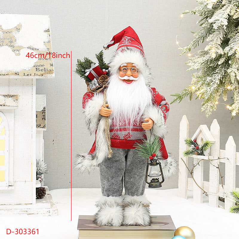 Christmas crafts 18 inch, wearing snow boots, backpack, standing, Santa Claus, dwarf - V.I.P Digital Presence