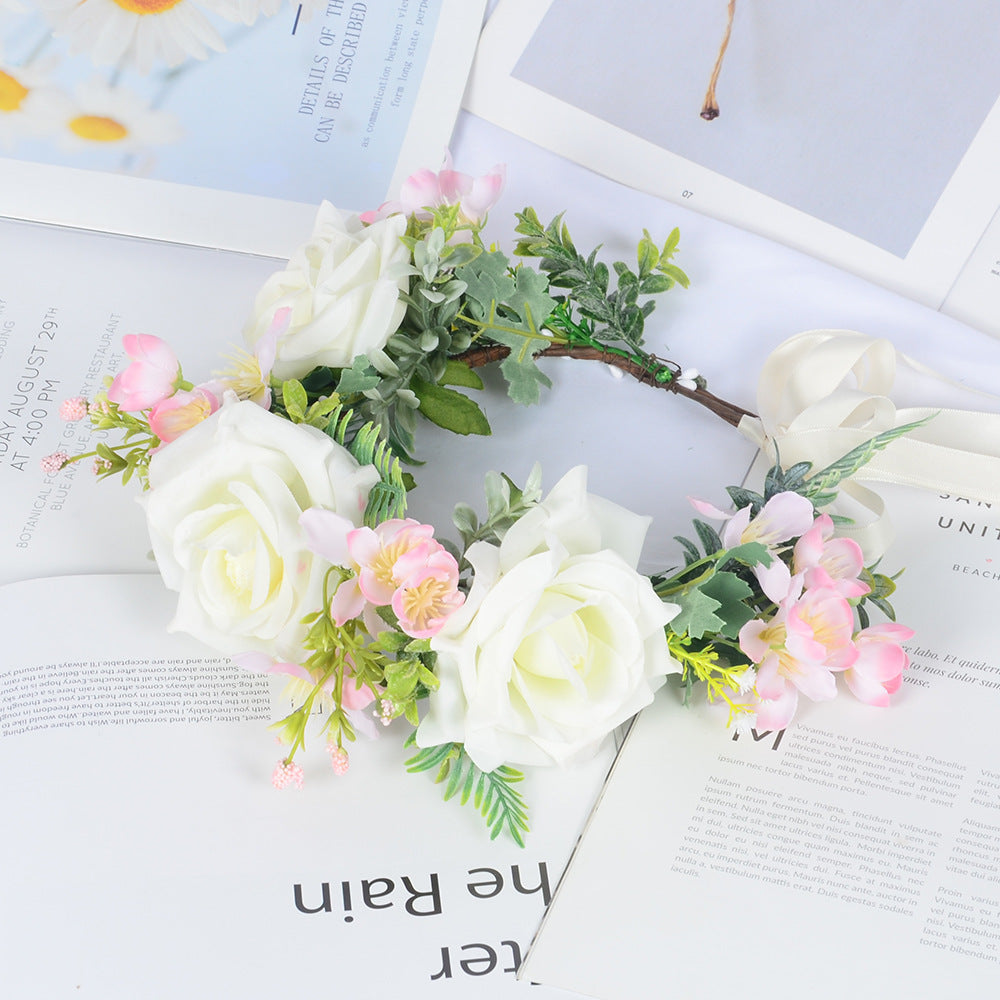 Super Fairy Girl Bride Scenic Area Photography Flower Wreath Hair Accessories Handmade Silk Flower Wreath Headwear - V.I.P Digital Presence