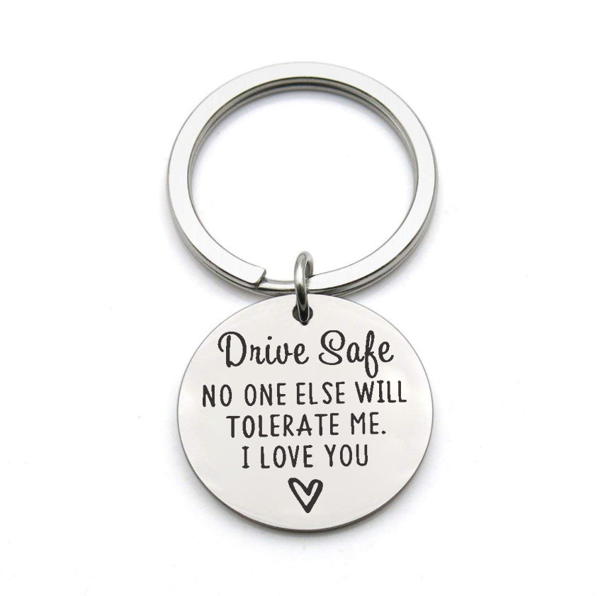 Driving safety stainless steel keychain Couple boyfriend girlfriend gift - V.I.P Digital Presence