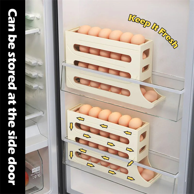 Refrigerator Egg Storage Box Automatic Scrolling Egg Holder Kitchen Large Capacity Dedicated Rolling Egg Storage Box for Kitchen - V.I.P Digital Presence